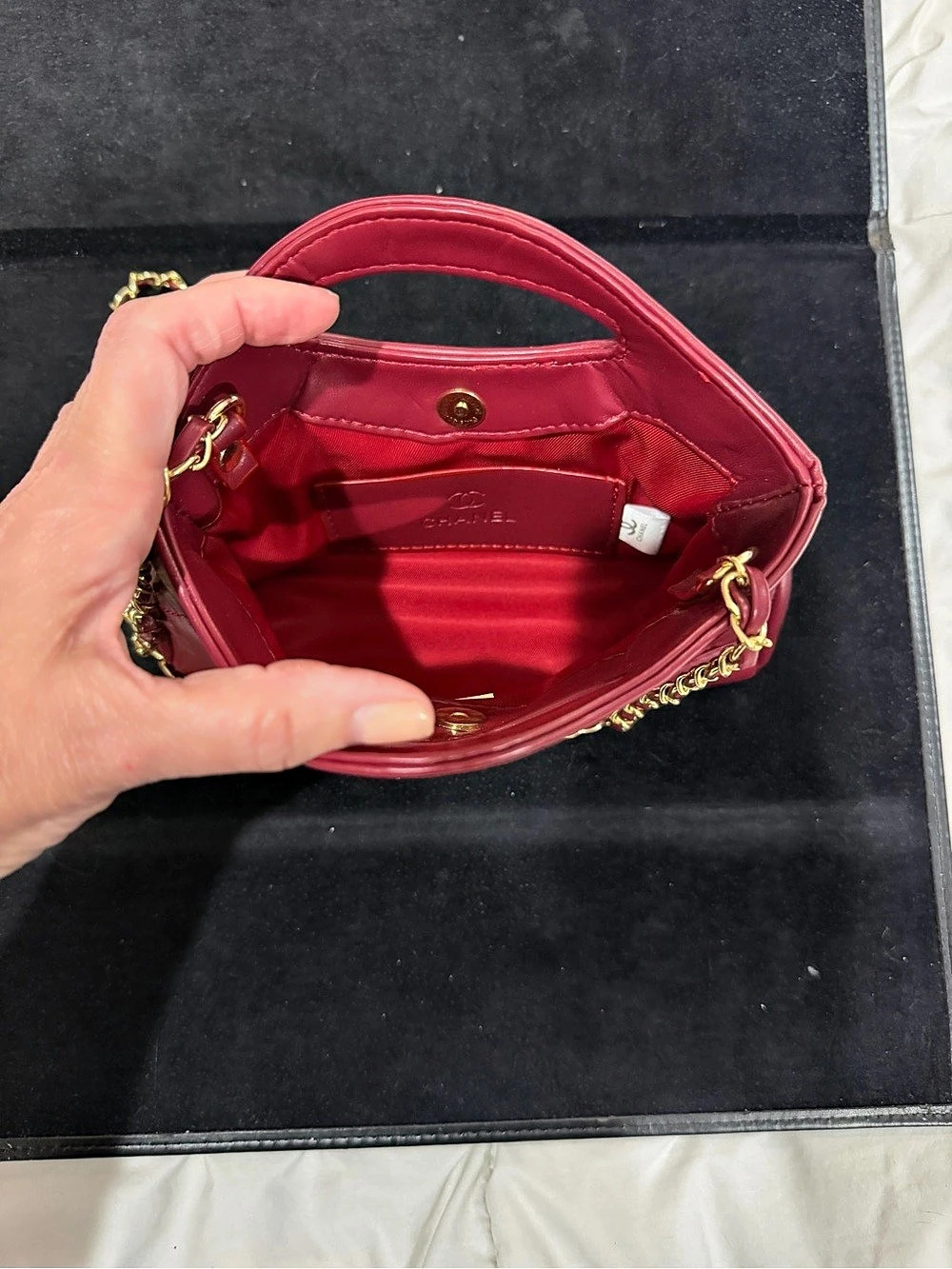 Chanel Mini Coco Top Handle cross body Bag in Maroon - Picture 9 of 12